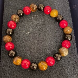 Elegant Red Jasper, Black Onyx & Tiger Eye Bracelet NIB
